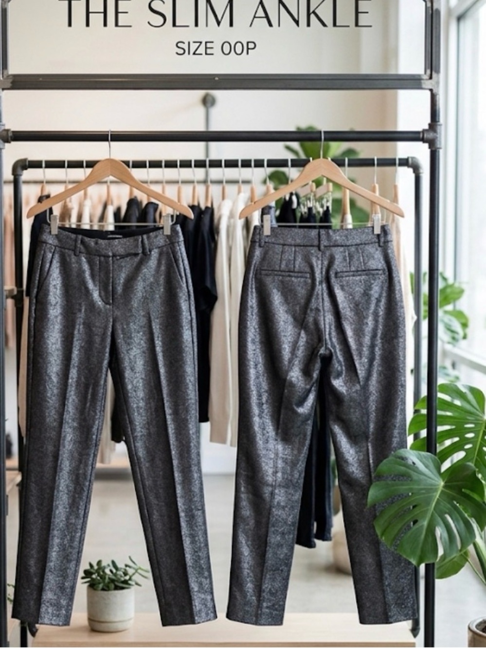 The Slim Ankle  Elegant Black shimmering slim ankle pants sz 00P